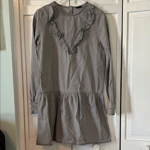 Ikks Gray Drop Waist Dress with Ruffle Accents - Size 14 Teens